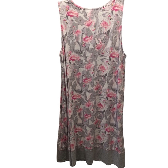 Ellen Tracy Large Floral Night Gown Flamingo Print Sleeveless - Picture 2 of 4